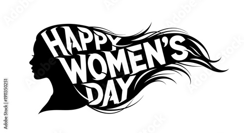 Elegant silhouette design celebrating International Women's Day with an empowering message of unity