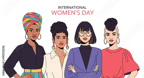 Diverse women celebrate International Women's Day with solidarity and empowerment