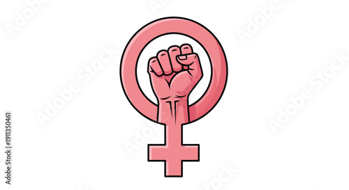 Empowering illustration symbolizing female strength, equality, and the global women's rights movement for social progress