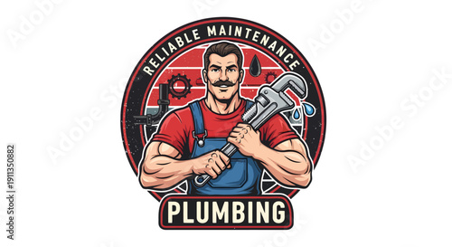 Strong Plumber with Wrench for Reliable Maintenance and Plumbing Services.