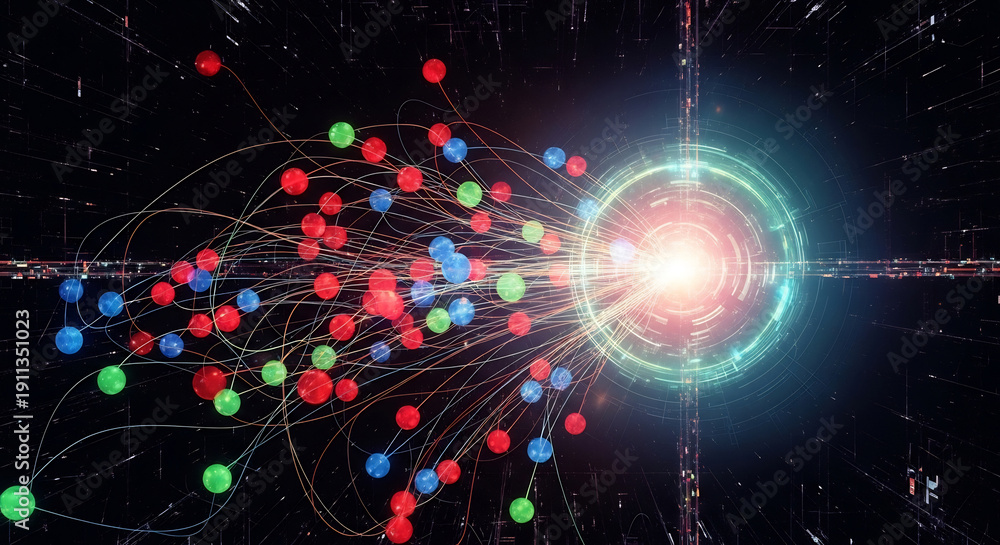 Fototapeta premium Abstract Data Integration and Centralized Information Nexus