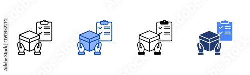 Relief Supply  Solid color and black line drawing vector illustration set