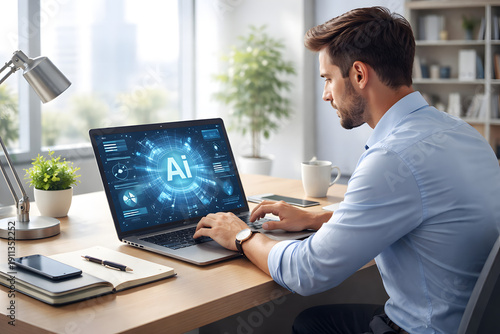 businessman working on laptop