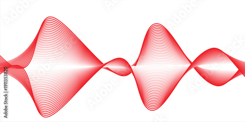 Abstract backdrop with red wave gradient lines on white background. Modern technology background, wave design. Vector illustration