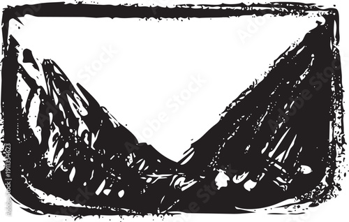 メール・手紙・送信の手書きの墨絵風のアイコンイラスト素材