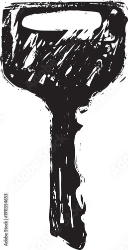 鍵・キーの手書きの墨絵風のアイコンイラスト素材