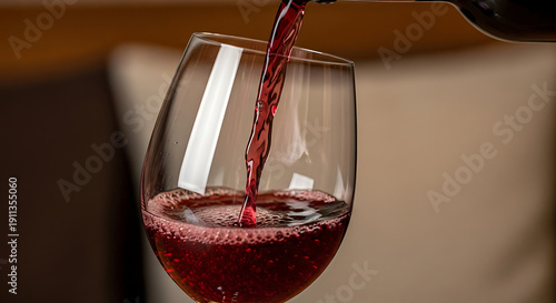 Pouring Red Wine Into Glass in Close Up