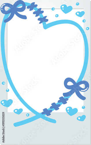 Decoration frame for instant cameras covered in graffiti, Cheki film, fandom activities and light blue.