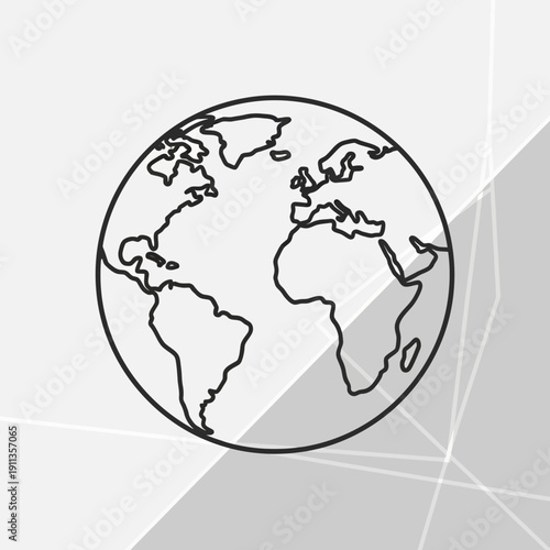Global connection concept, world map outline graphic