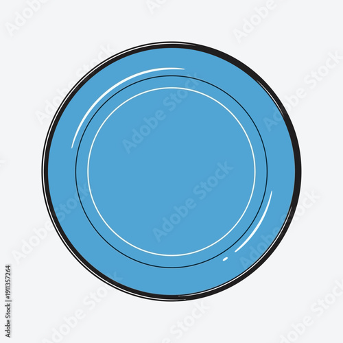 Simple blue plate, graphic illustration