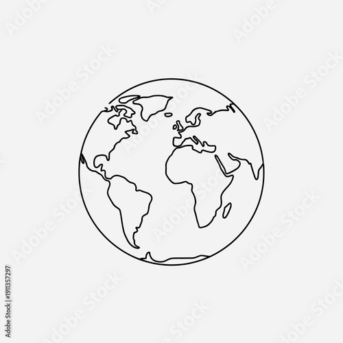 Simple Earth planet outline drawing