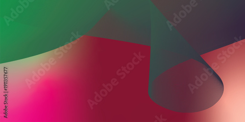 Magenta green and red abstract shape grainy gradient background with black backdrop and noisy texture for wide banner poster and header design