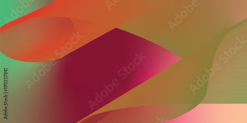 Magenta green and red abstract shape grainy gradient background with black backdrop and noisy texture for wide banner poster and header design