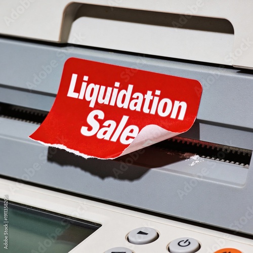 Red Liquidation Sale Sticker on Office Copier Machine