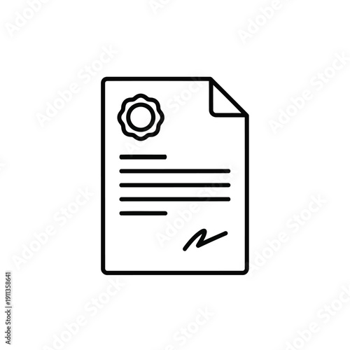 A document with a signature and a gear icon representing official paperwork.