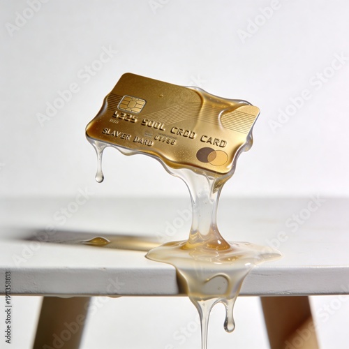 Conceptual Credit Card Illustration Dripping with Honey on White Surface