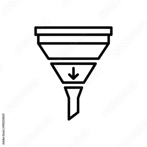 A funnel diagram illustrating the process of filtering or narrowing down information.