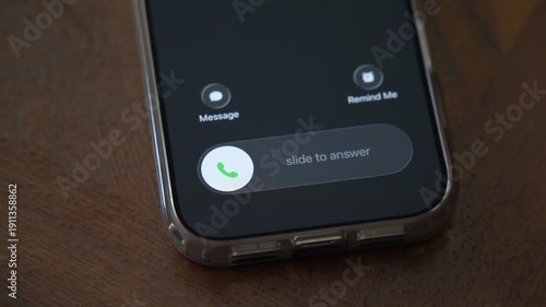 An incoming call on a mobile phone. Pick up or reject a call on your smartphone