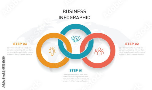 Timeline infographic design with circle for business template. Business concept with 3 options and parts. Vector