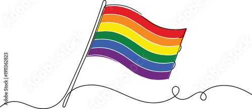 Rainbow Pride Flag Illustration, LGBTQ Equality Symbol, Colorful Waving Banner, Diversity, Inclusion, Love, Human Rights, Community Support Concept Design