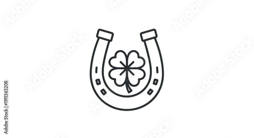 Lucky horseshoe with four leaf clover symbol good fortune icon luck charm