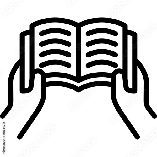 reading book icon illustration design with outline