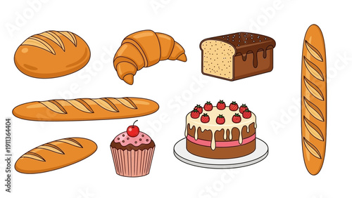 Assorted Baked Goods Displayed.