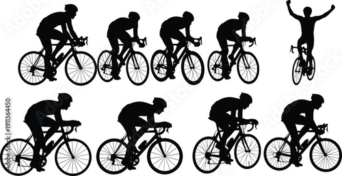 Business people silhouettes climbing bar charts symbolizing teamwork leadership financial growth and career success isolated on white