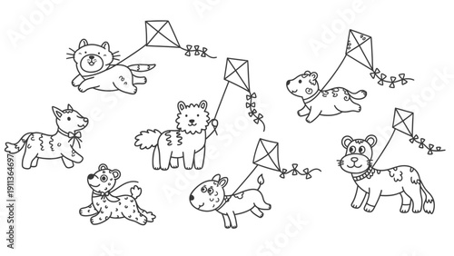 Cats Flying Kites in Air.