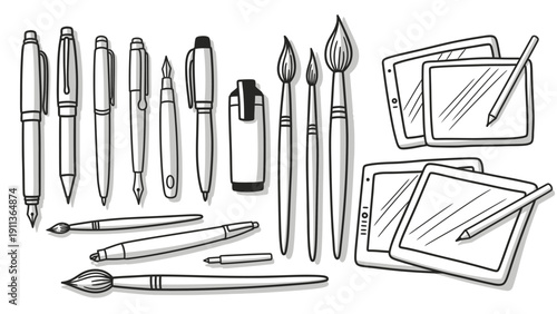 Artist Drawing Tools and Supplies.