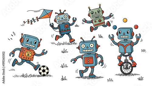 Robots Playing Outdoors Freely.
