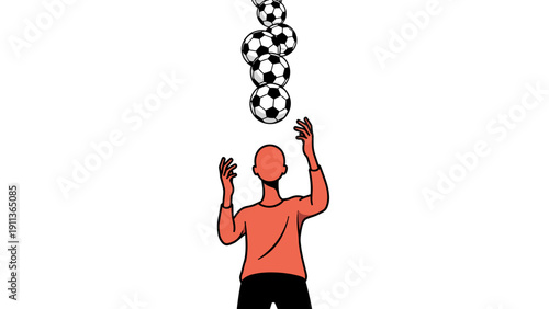 Goalkeeper Catching Falling Soccer Balls