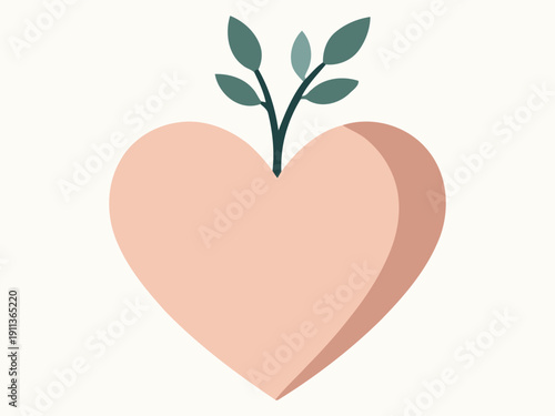 Heart shaped apple plant and tree vector illustration