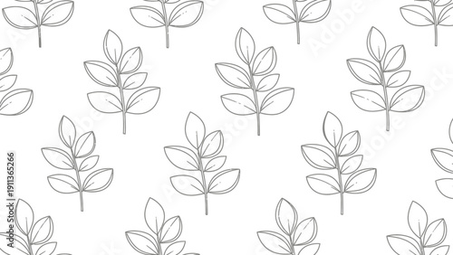 Simple Black and White Leaf Pattern.