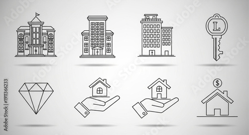 Collection of Real Estate Icons and Symbols.