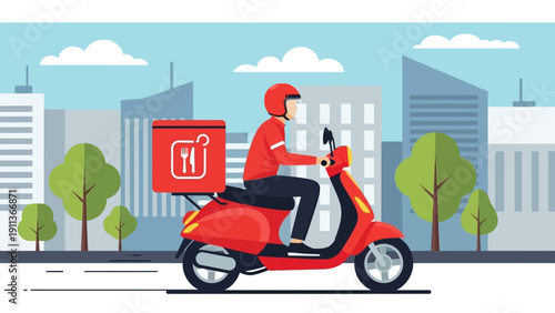 Delivery Rider on Red Scooter.