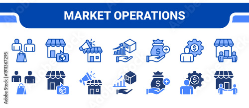 Market Operations Icon Collection,  featuring Customer, Market, Marketing, Sales Growth, Incentive, Business Management, Collaboration.