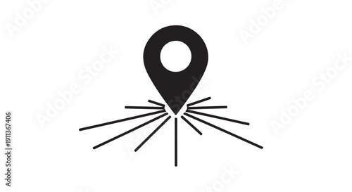 Map pin icon in modern minimalist style with black color on white background for navigation