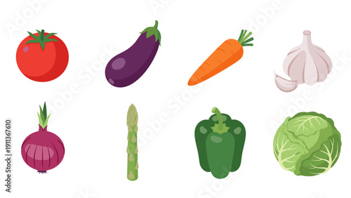 Colorful set of fresh vegetables on white background