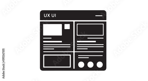 UX UI wireframe template in minimalist design with dark color scheme and clean lines for web development