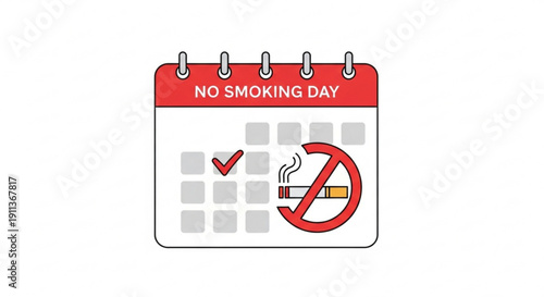 No smoking day calendar reminder with cigarette prohibition symbol