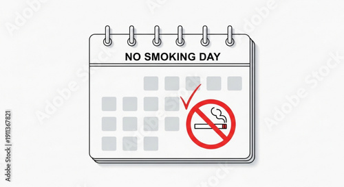 No smoking day calendar reminder with red prohibition sign