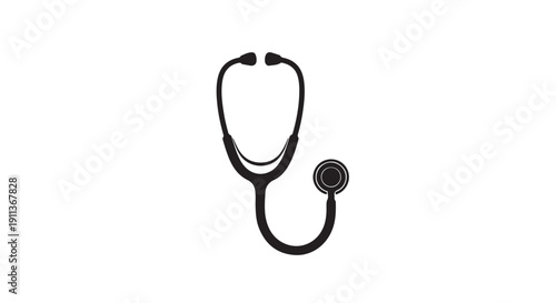 Stethoscope in simple minimalist design with dark color on white background for medical professional