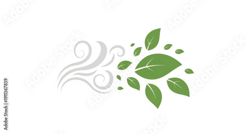 Green leaves blown by wind eco friendly symbol nature conservation concept