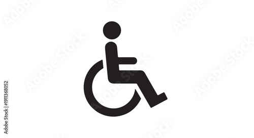 Accessible person icon in simple minimalist design with dark gray color on white background for signage
