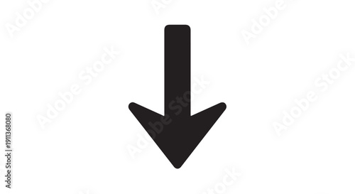 Free Download Black Down Arrow Icon in Simple Design with Bold Lines in Vector Format for Web Navigation - GFXLoad