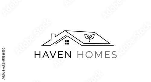Modern minimalist logo for a real estate company called Haven Homes.