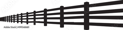 Simple black fence on white background illustration design element