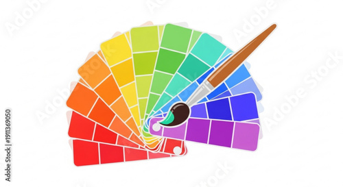 Color palette with paintbrush on white background for artistic and design projects