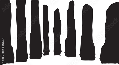 Collection of black abstract shapes on white background illustration